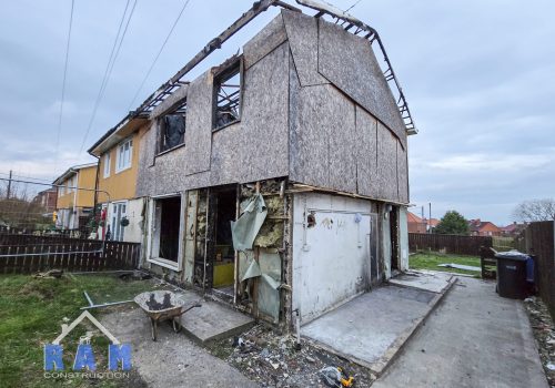 badly fire damaged house
